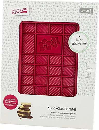 Lurch 83090 Schokoladentafel/Gussform mit Blumenmotiv aus 100% BPA-freiem Platin Silikon, Ruby