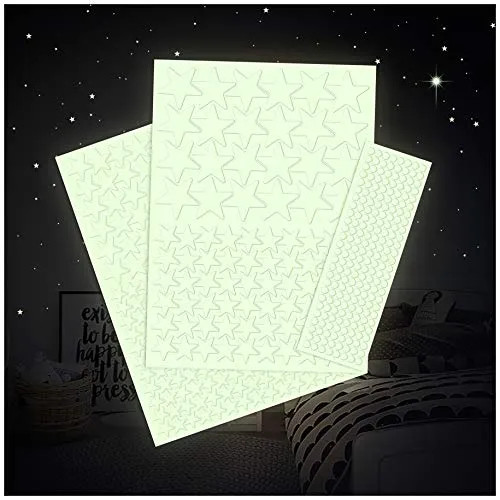 Leuchtfolie 517 Sterne für Sternenhimmel starke Leuchtkraft im Dunkeln Wandsticker Aufkleber selbstklebend fluoreszierend nachtleuchtend (K010 Sterne)