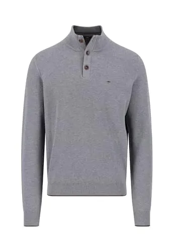 FYNCH-HATTON Pullover aus Baumwolle mit Knopfleiste und Stehkragen Steel/XXL