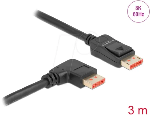 DELOCK 87067 - DisplayPort 1.4 Kabel, 8K @60 Hz, 90° rechts gewinkelt, 3 m