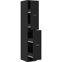 vidaXL Apothekerschrank Schwarz 30x41x174,5 cm - Einbauküchen-Komponenten, praktischer Apothekerschrank mit 4 Schubladen und robustem Holzwerkstoff für langlebigen Stauraum in Küche oder Büro.