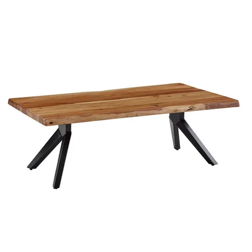 Mid.you Couchtisch aus massivem Akazienholz - Eleganter rechteckiger Couchtisch in Naturfarbe, 64x37x115 cm, ideal für stilvolle Wohnzimmer und langlebige Qualität.