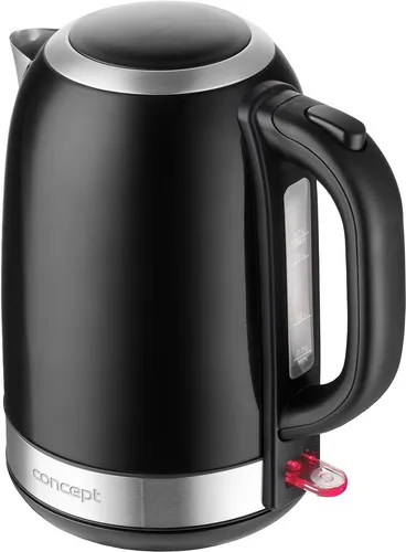 CONCEPT RK3245 Edelstahl Wasserkocher 1,7 L - Stylischer Wasserkocher in Schwarz mit 2200 W Leistung, automatischer Abschaltung und abnehmbarem Filter – ideal für moderne Küchen.