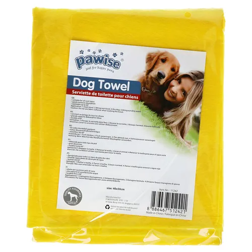 Pawise Hundehandtuch gelb 40x50cm für nasses Fell & Pfoten, waschbar bis 60°C