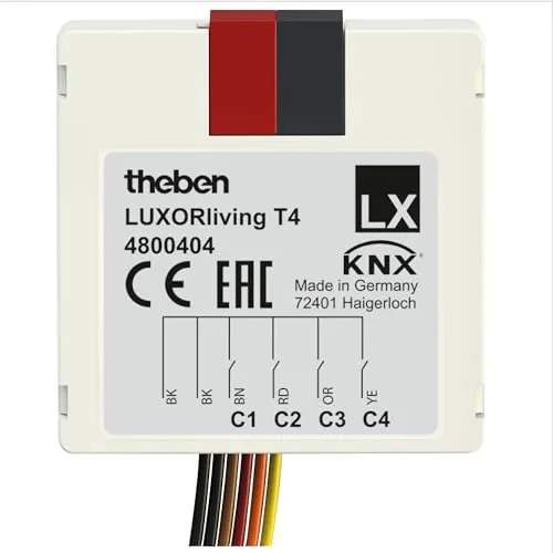 Theben LUXORliving T4 Tasterschnittstelle 4-fach - Binäreingänge mit 4-fach Tasterschnittstelle für Smart Home, ideal für die Integration konventioneller Taster und Schalter in Ihr Zuhause.