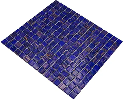 Mosaik dunkelblau Glasmosaik Mosaikfliese Fliesen Glas glänzend Quadrat Wand Boden Küche Bad Dusche