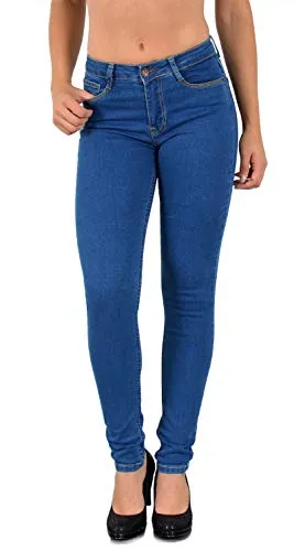 ESRA Damen Jeans Jeanshose Damen High-Waist Hochbund Hose bis Übergröße S400