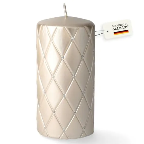 Stumpenkerze Tosca | champagner | Brenndauer: ca. 84 h | ohne Duft | Adventskerze | Deko Kerze für Weihnachten, Adventskranz