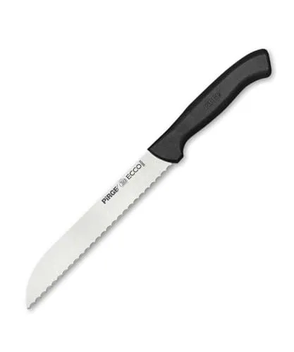 Pirge Ecco Brotmesser 17,5 cm Schwarz – Profi Küchenmesser mit Wellenschliff