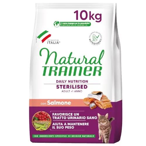 Trainer Natural Sterilised Erwachsene mit Lachs und Erbsenfaser 10 kg, 10.000 g