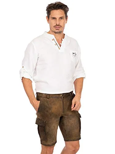 Maddox Trachtenlederhose Cargo Herren braun 46 - Herren-Trachten aus 100% Leder, strapazierfähig und ideal für Freizeit und Lifestyle. Mit praktischen Seitentaschen und Gürtelschlaufen für perfekten Sitz.