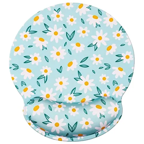 Hosinmoln Unterstützung der Handgelenkstütze für die Mausmatte,rutschfeste Schmerzlinderung für die Handgelenkstütze Komfortables ergonomisches Memory Foam-Mousemat für Office/Gamer 25x23 Flower028