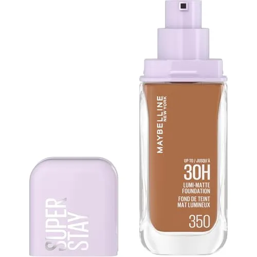 Maybelline New York 30H Lumi Matte Foundation, Langanhaltend ultra-frischer Look mit mattem Finish, Aufbaubare & lichtreflektierende Foundation, Farbe: 350 Mittelbraun- Dunkel, Neutral, Superstay