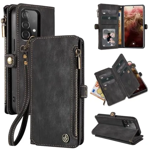 LBH Handy Hülle für Samsung Galaxy A52 / A52 5G / A52s 5G Klapphülle RFID Schutz Wallet Geldbeutel Geldbörse Cover Case Flipcase Kartenfächer Geldfach Münzfach Schwarz