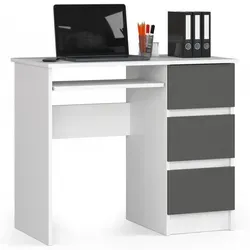 Raumhirsch Furniture Schreibtisch Weiß, 90x77x50 cm - Kompakter Schreibtisch für effizientes Arbeiten. Ideal für kleine Räume, bietet er viel Platz und eine praktische Ablagefläche. Mit drei geräumigen Schubladen und ausziehbarem Tastaturboden für optimalen Komfort.
