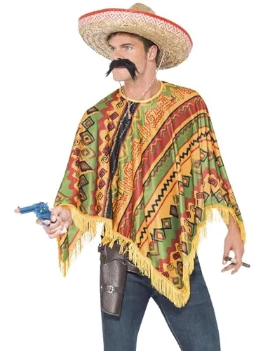 Smiffy's Men's Poncho Instant Kit with Moustache