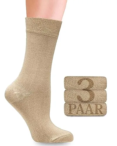 Fiera Besa Socken mit Lycra für Damen: Komfortnaht am Ansatz der Zehennägel; für Business und Freizeit; 3 Paar