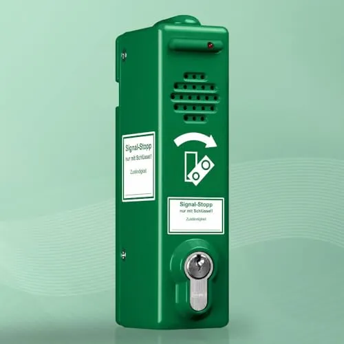 TMS PRO SHOP Türwächter ABUS Zylinderschloss verschiedenschließend, 80 dB/105 dB, grün, Art.-Nr. 38097 | Türwächter Notausgang | Fluchttürwächter | Türwächter Alarm