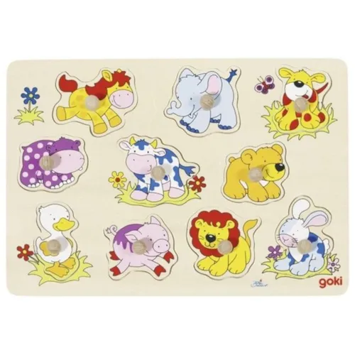 Produktbild goki Holz Steckpuzzle Tierkinder 10tlg. 57838 30 x 21cm Puzzle NEU & OVP