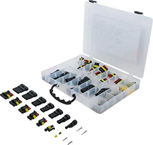 Steckverbinder-Sortiment - 350-teilig - Sonstige Elektroinstallationsartikel, umfassendes Sortiment für Reparaturen und Neuverkabelungen mit spritzwasser- und staubgeschützten Steckverbindungen in praktischer Sortierbox.