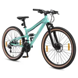 Mountainbike 21 Gang Shimano RD-TY300 – Vollgefedert für Damen und Herren - Fahrrad mit stabilen Stahlrahmen, ideal für Abenteuer in der Natur oder Stadt. 21 Gänge und Vollfederung sorgen für hohen Komfort und Sicherheit.