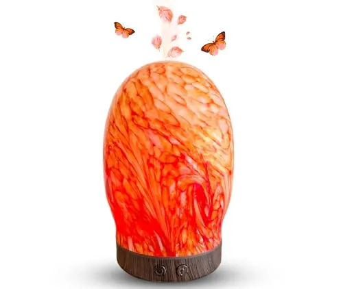 MFunke Aroma Diffuser aus Glas, 100 ml, Leise Ultraschall, Farbwechsel 7-LED-Farben, Timer & Automatische Abschaltung, Duftlampe mit Planetmuster, BPA-frei