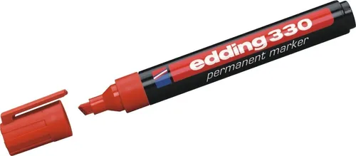 Edding Permanentmarker 330-2 rot - 10 Stück, schnelltrocknend und nachfüllbar, ideal für Beschriften und Markieren