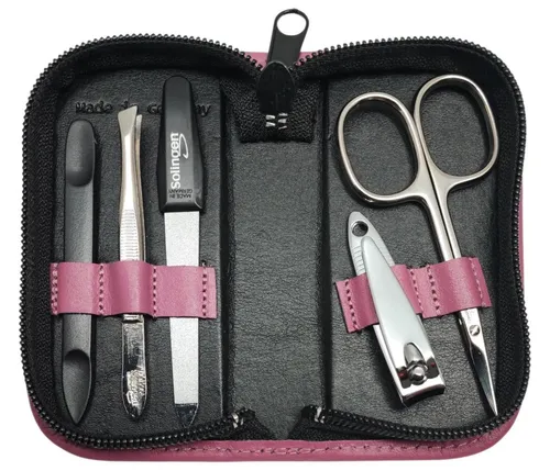 EloModa Maniküre-Etui 5-tlg Maniküre-Set aus Echtleder – Made in Germany, Solingen Instrume, 5 tlg., Made in Germany
