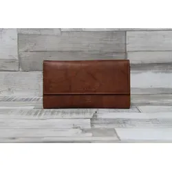 Greenburry Basic Damenkombi RFID Geldbörse cognac - Elegante Damenbörse aus pflanzlich gegerbtem Nappa Kalbsleder mit RFID-Scanschutz. Ideal für den täglichen Gebrauch mit viel Platz für Karten, Scheine und Münzen.