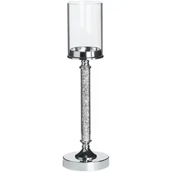 Kerzenständer Metall Silber mit Glaszylinder 48 cm Abbeville - Eleganter Kerzenständer aus Metall und Glas, perfekt für festliche Anlässe oder romantische Abende. Das zeitlose Design in Silber sorgt für stilvolle Tischdekoration.