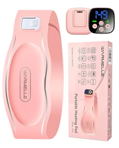WARMELLE Perioden Wärmegürtel, Tragbares Heizkissen Kabellos mit 6 Temperaturschritten Einstellbar Elektrischer Menstruations Wärmegürtel Periode 5000 mAh Langlebig & Robust für Frauen und Mädchen