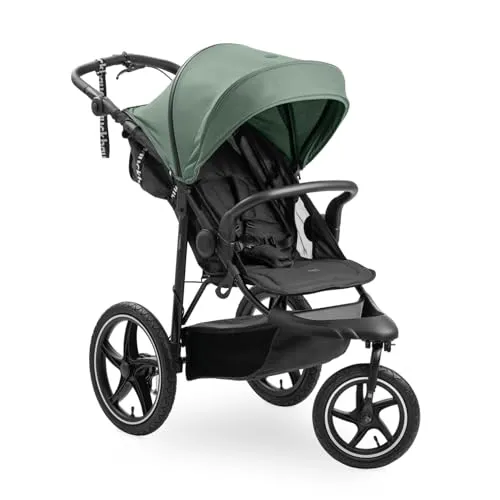 Hauck Dreirad-Kinderwagen Runner 3, Jungle Green - Kinderwagen mit XXL-Lufträdern und Handbremse, ideal für Stadt und Wald, belastbar bis 22 kg, ab Geburt nutzbar, bietet hohen Komfort und Sicherheit für Ihr Kind.