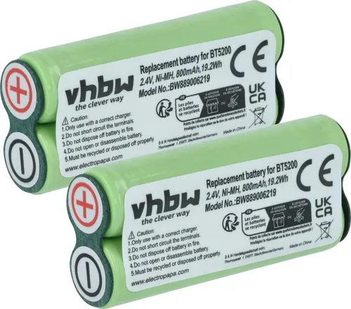 vhbw 2x Akku kompatibel mit Rowenta TN5100F0 / 3M0, TN5100F0, TN5120F0, TN5120, TN5140, TN5120F0 / 3M0, TN5100 Rasierer (800 mAh, 2,4 V, NiMH)