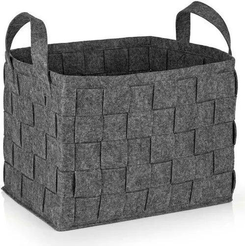 N8WERK Aufbewahrungskorb Filz 40cm dunkelgrau mit Henkel in grau von DS Produkte