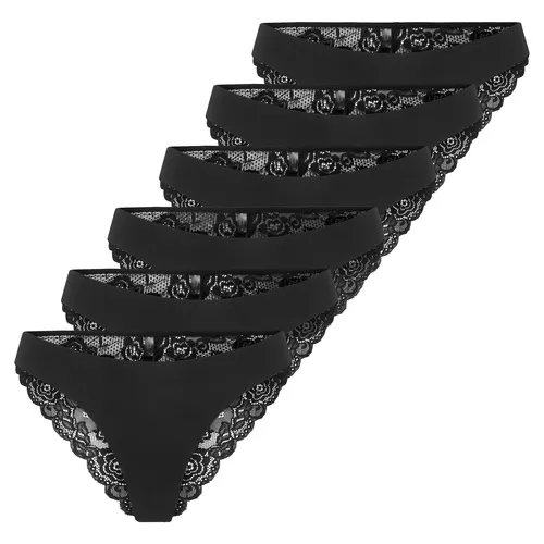 ONLCHLOE LACE BRAZIL 6P Damen Slip - 6er Pack Brazilian Slips von ONLY. Zarte Spitze und elastische Taille sorgen für ein angenehmes Tragegefühl. Ideal für jeden Tag und in eleganten Farben erhältlich.