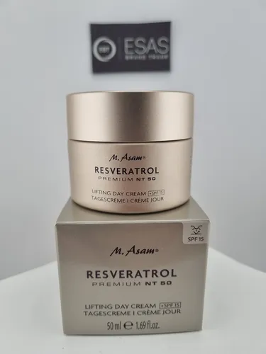 M. Asam Resveratrol Premium Lifting Creme 50 ml mit SPF 15 – NEUHEIT! - Hochwertige Tagespflege mit Lifting-Effekt und UVA-Schutz, ideal für alle Hauttypen. Die Creme spendet Feuchtigkeit und sorgt für ein straffes Hautgefühl.