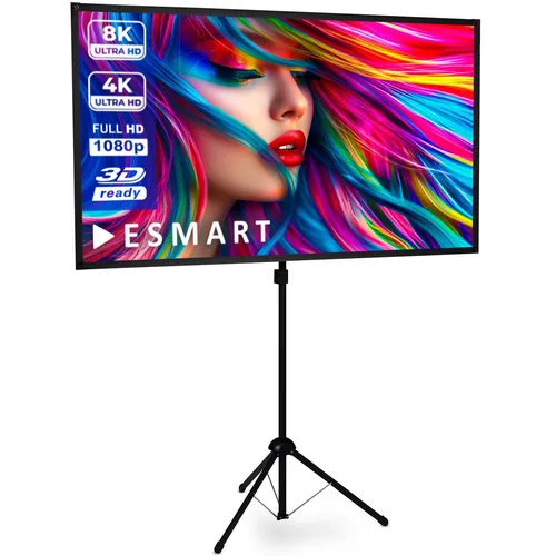 ESMART Germany X-Type Stativleinwand 133 x 75 cm - Beamer-Leinwände, ideal für Präsentationen mit 16:9 Format und hochwertigem weißen Tuch für brillante Bildqualität.