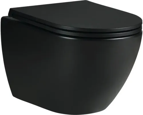 Produktbild form&style Wand-WC Set SAMAR Tiefspüler ohne Spülrand schwarz matt mit WC-Sitz u