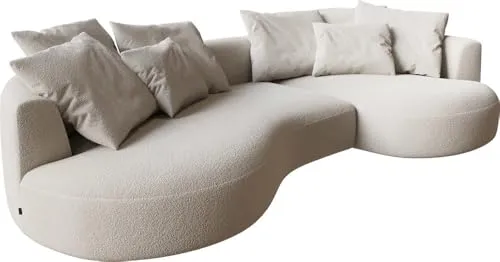 DELIFE Sofa Edina Bouclé Creme-Weiß 330x170 cm in weiß von Delife