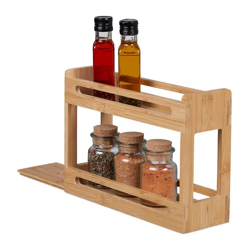 Gewürzregal Gewürzständer Gewürzhalter Gewürzsortierer Bambusregal 2 Etagen