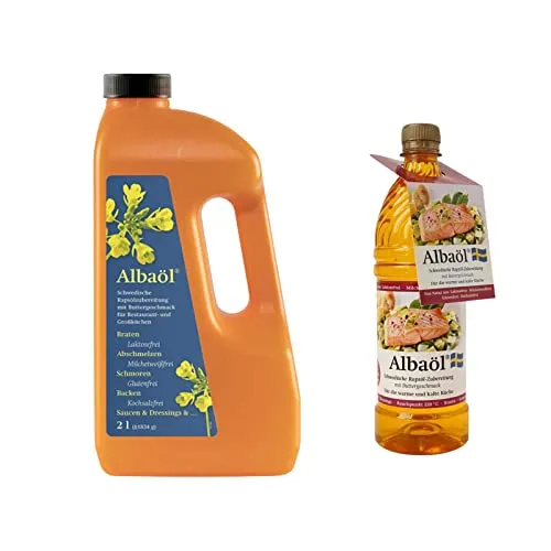 Albaöl Rapsöl mit Buttergeschmack, 2 l Flasche + 0,75 l GRATIS - Speiseöle: Hochwertiges schwedisches Rapsöl mit Buttergeschmack, perfekt zum Braten, Backen oder als Dressing – jetzt im Sonderangebot!