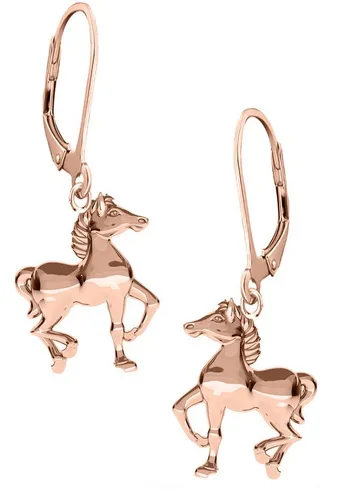 Limana Paar Ohrhänger Kinder Mädchen Damen 925 Silber Pferde Brisur hängende Ohrringe, Gold Rosegold Kinderohrringe Kinderschmuck