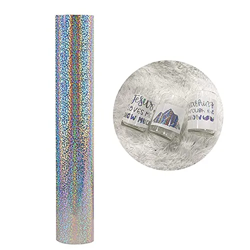 Holografische Selbstklebende Vinylfolie Plotter - 30x150cm Plotterfolie Selbstklebend Vinyl Rollen, Permanente Metallic Vinylfolie für Aufkleber, Cric, Scrapbooking (Holographischer Blitz Silber)