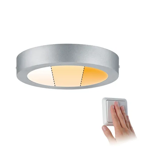Paulmann LED Aufbau Panel Ø22,5cm Carpo Chrom matt WarmDim 13W 1520lm Lichtfarbe regelbar 2300K 2500K 3000K
