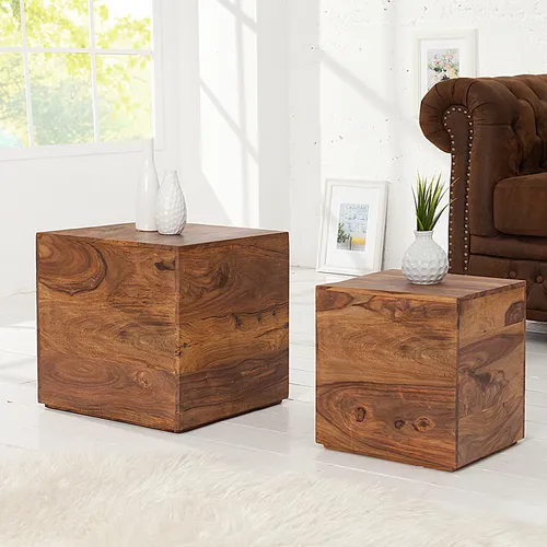invicta INTERIOR 2er Set Beistelltische Würfel MAKASSAR