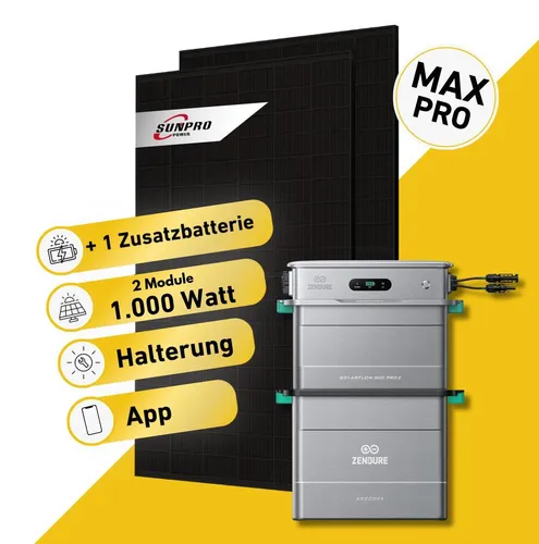 Watt Bifazial Komplettset für Balkonkraftwerk – Zendure SolarFlow 800 Pro 2 - Komplettset für effiziente Solarstromnutzung: Mit Sunpro Modulen und Zendure SolarFlow 800 Pro 2 Speicher. Ideal für Haushalte, die unabhängig Strom erzeugen und flexibel nutzen möchten.