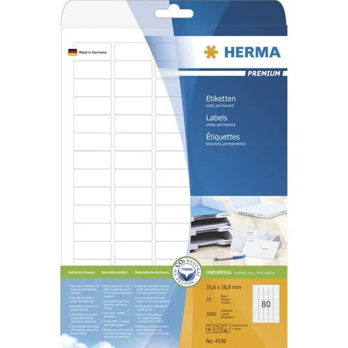 Herma 4336 Premium Universal-Etiketten 3.56x1.69 cm (25 Blatt (2000 Etiketten))