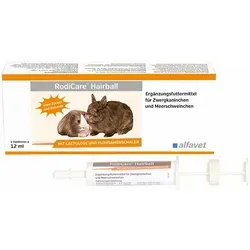 RodiCare Hairball 3x12 ml für Nager - Ergänzungsfuttermittel für Meerschweinchen und Zwergkaninchen, unterstützt die Ausscheidung von Haarballen mit Lactulose und Flohsamenschalen für eine gesunde Verdauung.