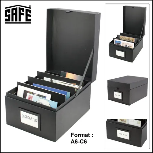Postkartenbox-A6-C6+-Black-Edtion-SAFE-5679-250x180x135mm-Für-ca-400-Postkarten