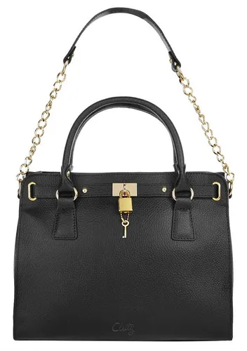 Cluty Henkeltasche aus echtem Leder, Made in Italy - Schwarz - Elegante Handtasche aus hochwertigem, echtem Leder, handgefertigt in Italien. Ideal für stilbewusste Frauen, die Funktionalität und Design schätzen.